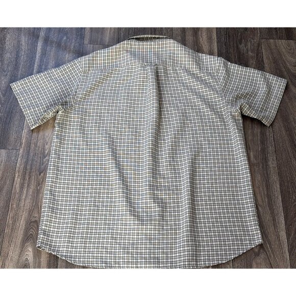 COLUMBIA SPORTWEAR X.C.O. MENS SIZE XL PLAID BUTTON UP SHORT SLEEVE SHIRT BEIGE - Picture 6 of 9